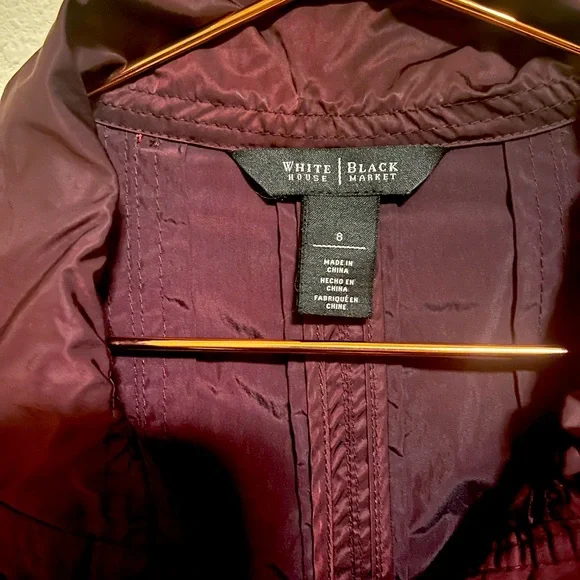 White House Black Market maroon wind breaker jacket size 8 - Picture 5 of 9